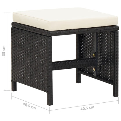 4 Piece Garden Chair And Stool Set Poly Rattan Black