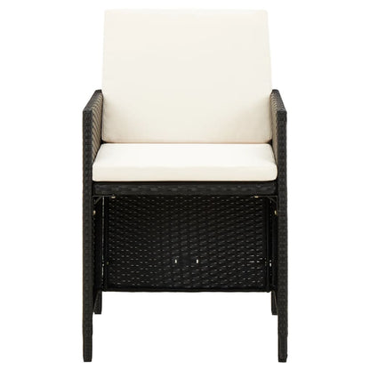 4 Piece Garden Chair And Stool Set Poly Rattan Black