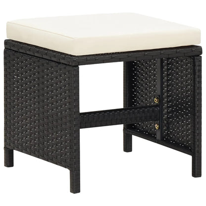4 Piece Garden Chair And Stool Set Poly Rattan Black