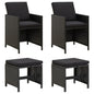 4 Piece Garden Chair And Stool Set Poly Rattan Black