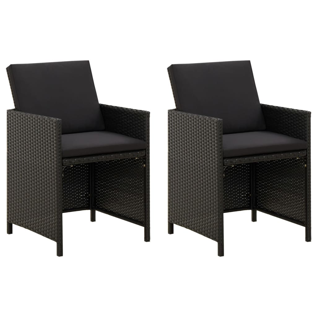 Garden Chairs With Cushions 2 Pcs Poly Rattan