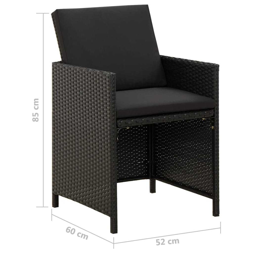 Garden Chairs With Cushions 2 Pcs Poly Rattan