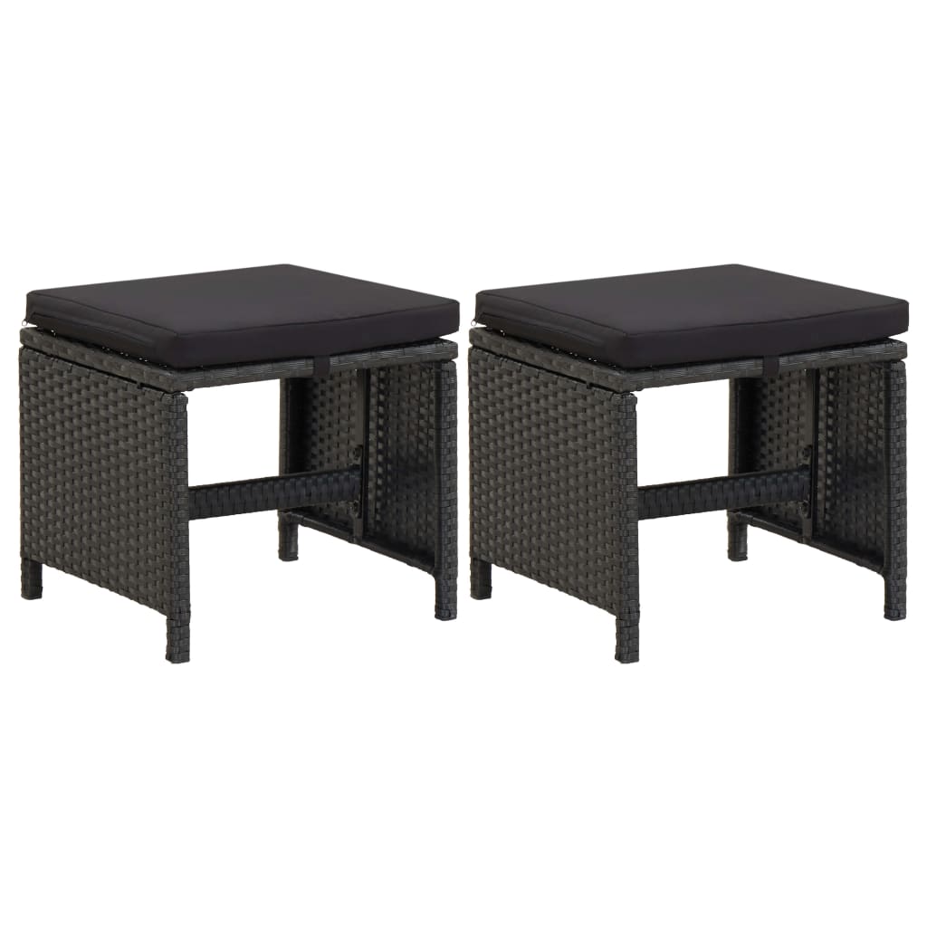 Garden Stools With Cushions 2 Pcs Poly Rattan