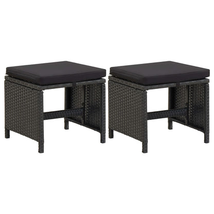 Garden Stools With Cushions 2 Pcs Poly Rattan