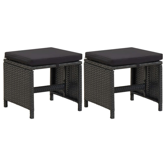 Garden Stools With Cushions 2 Pcs Poly Rattan