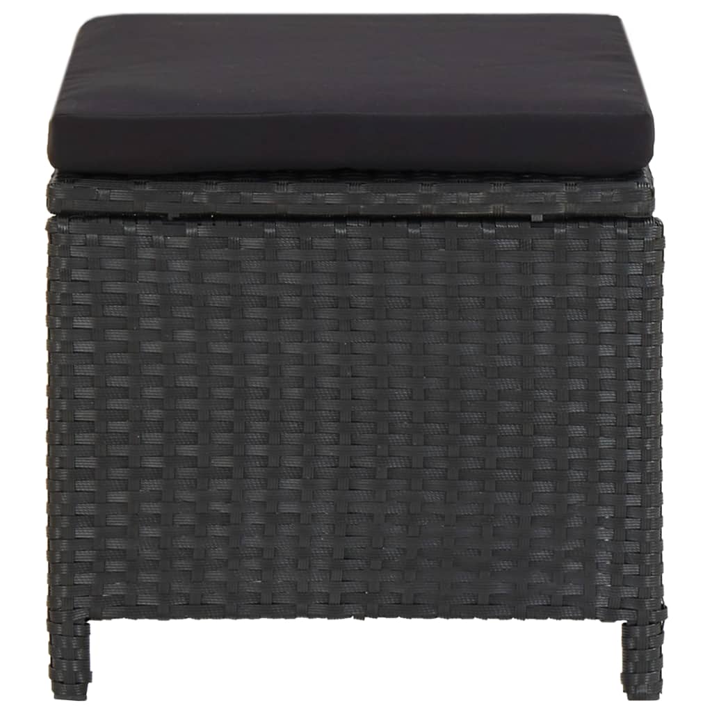 Garden Stools With Cushions 2 Pcs Poly Rattan