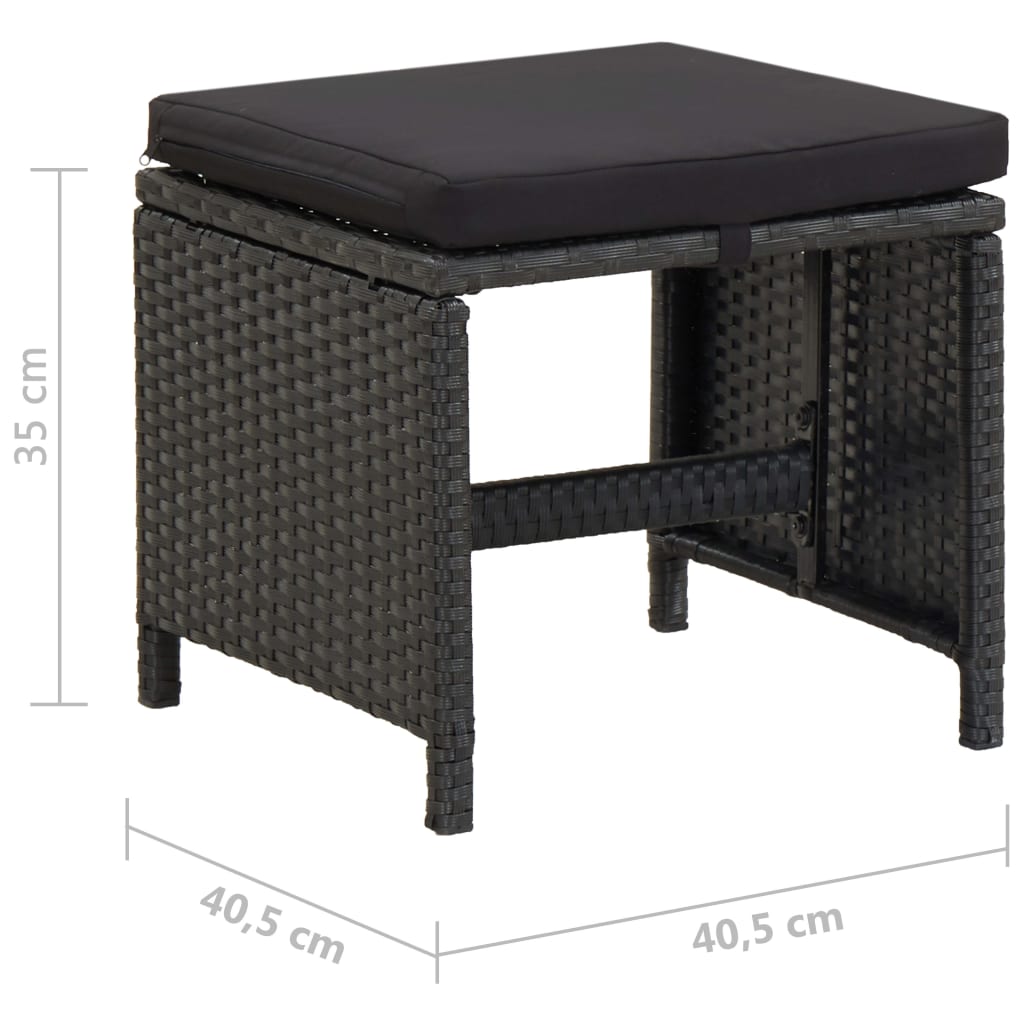 Garden Stools With Cushions 2 Pcs Poly Rattan