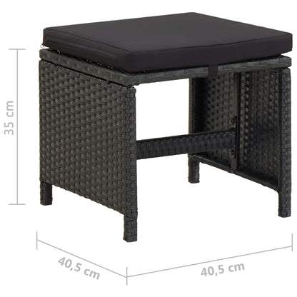 Garden Stools With Cushions 2 Pcs Poly Rattan