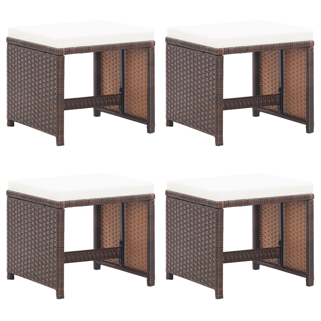 Garden Stools 4 Pcs With Cushions Poly Rattan Black