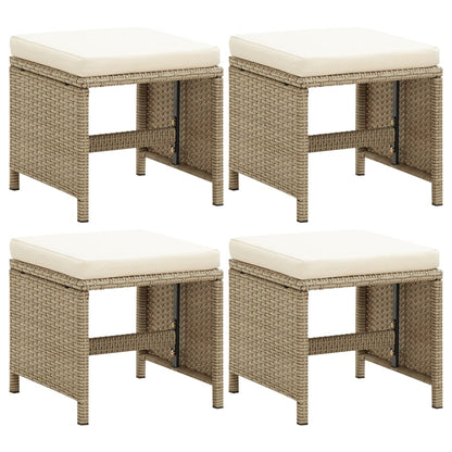 Garden Stools 4 Pcs With Cushions Poly Rattan Black