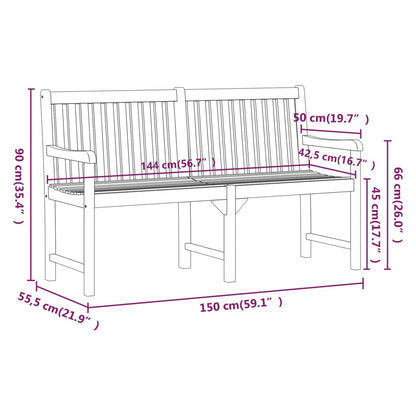 Garden Bench 150 Cm Solid Acacia Wood