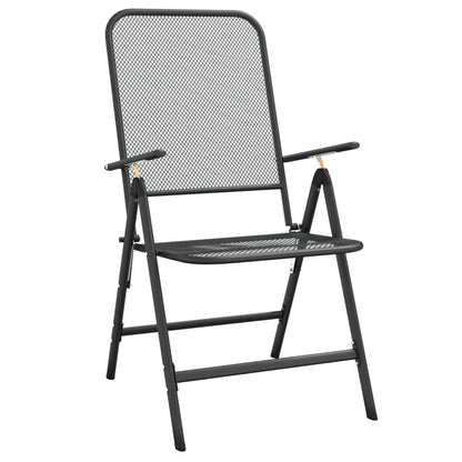 Folding Garden Chairs 2 Pcs Expanded Metal Mesh Anthracite