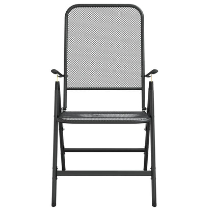 Folding Garden Chairs 2 Pcs Expanded Metal Mesh Anthracite