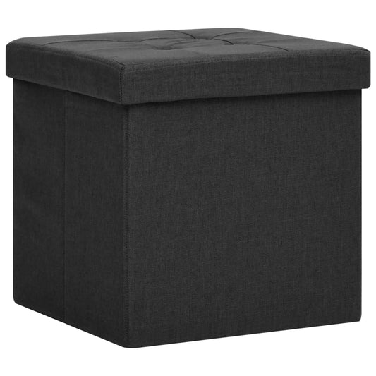 Folding Storage Stool Faux Linen