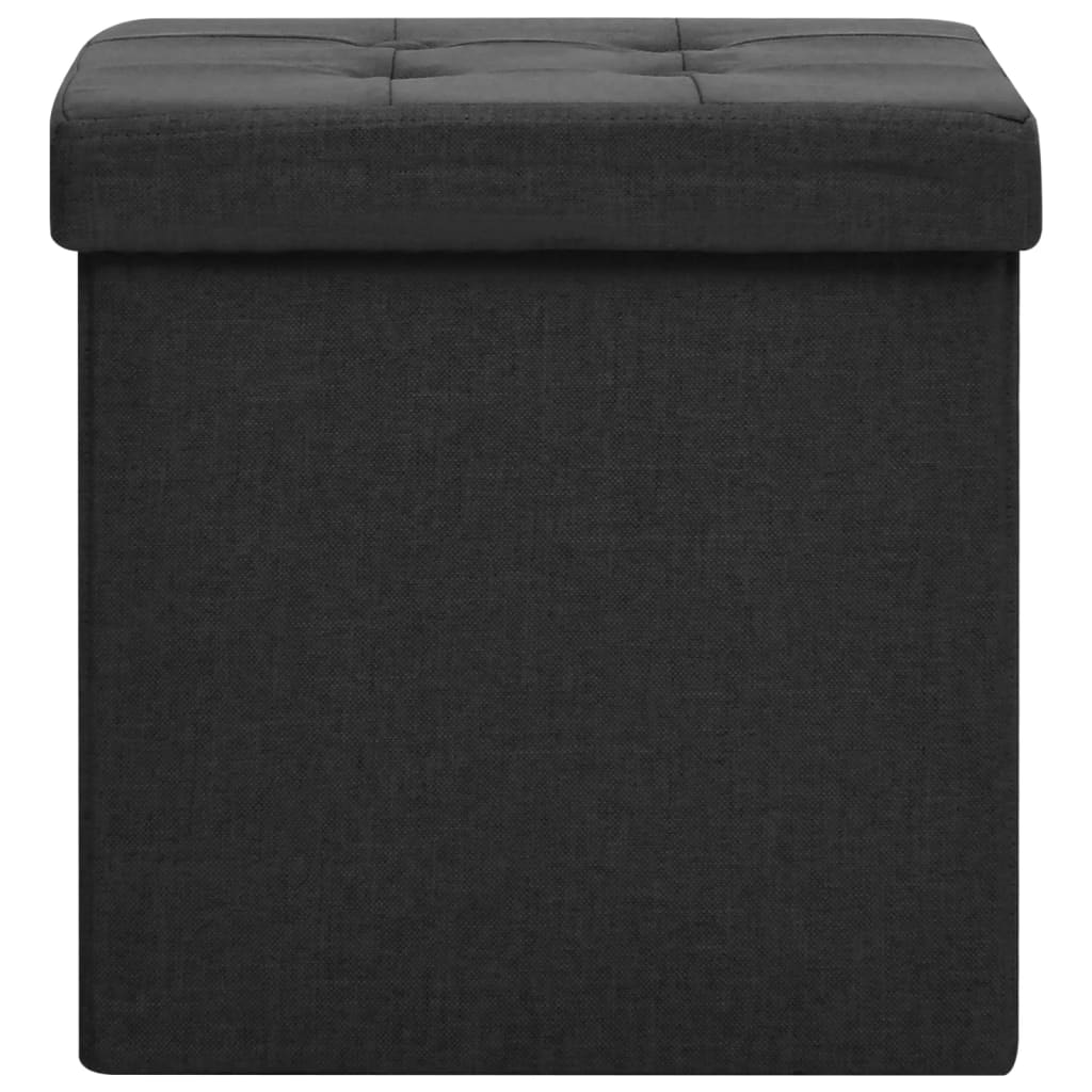 Folding Storage Stool Faux Linen