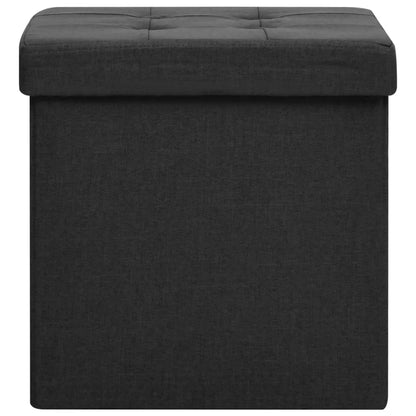 Folding Storage Stool Faux Linen