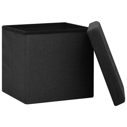 Folding Storage Stool Faux Linen