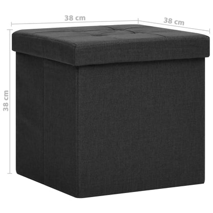 Folding Storage Stool Faux Linen