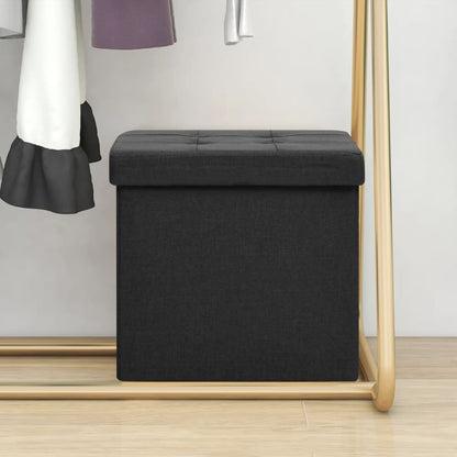 Folding Storage Stool Faux Linen