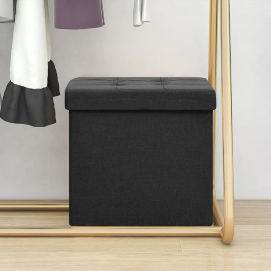 Folding Storage Stool Faux Linen
