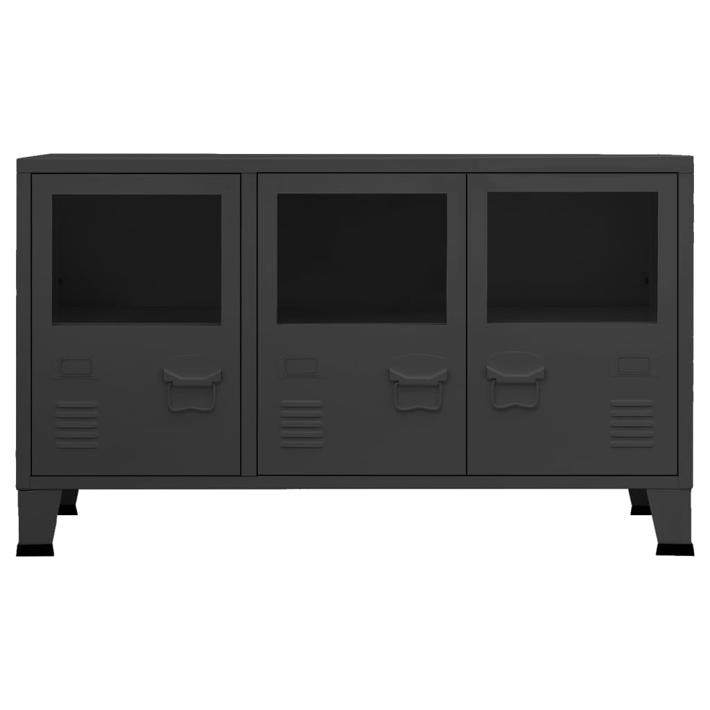 Industrial Sideboard 105X35X62 Cm Metal And Glass