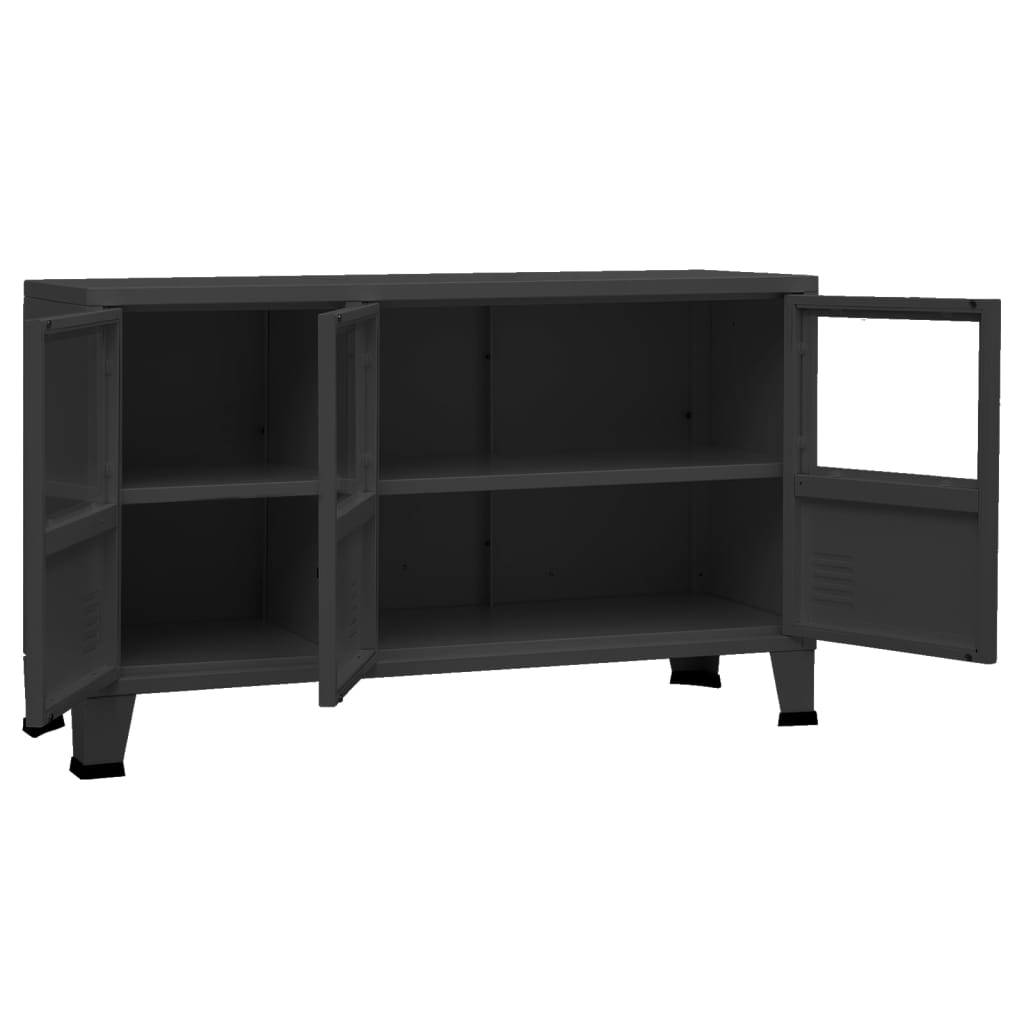 Industrial Sideboard 105X35X62 Cm Metal And Glass