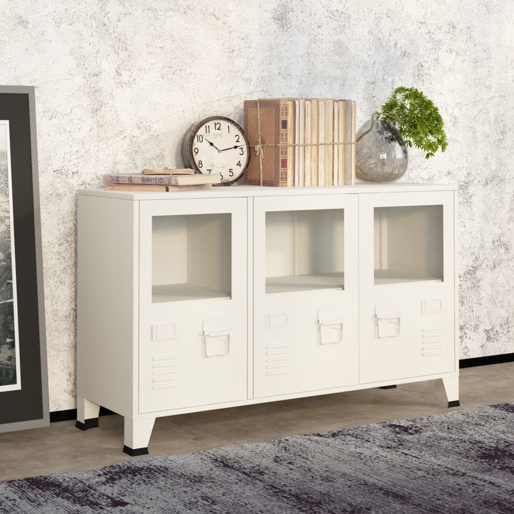 Industrial Sideboard 105X35X62 Cm Metal And Glass