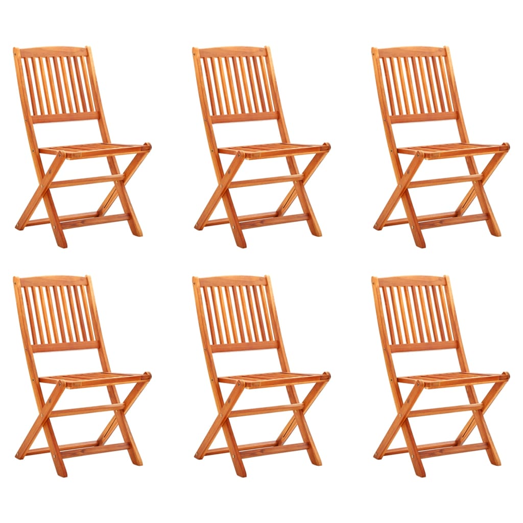 Folding Garden Chairs 6 Pcs Solid Eucalyptus Wood