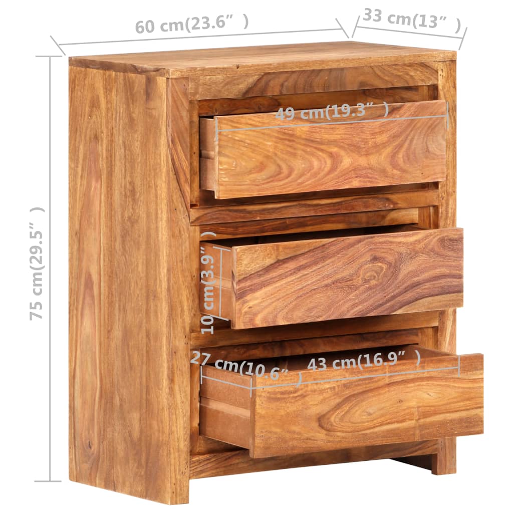 Drawer Cabinet Solid Wood Acacia