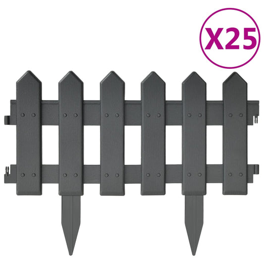 Lawn Edgings 25 Pcs Anthracite 10 M Polypropylene