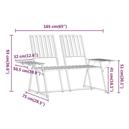 2-Seater Garden Bench 165 Cm Black Steel