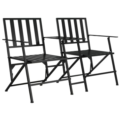 Folding 2-Seater Garden Bench 137 Cm Black Steel