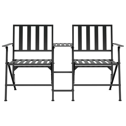 Folding 2-Seater Garden Bench 137 Cm Black Steel