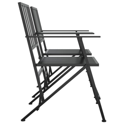 Folding 2-Seater Garden Bench 137 Cm Black Steel