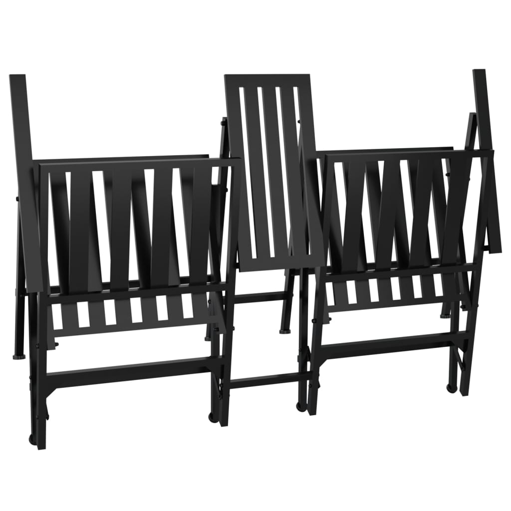 Folding 2-Seater Garden Bench 137 Cm Black Steel