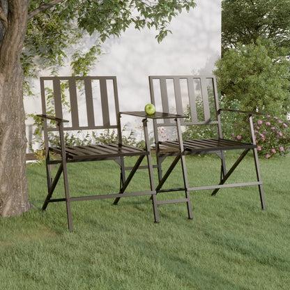 Folding 2-Seater Garden Bench 137 Cm Black Steel