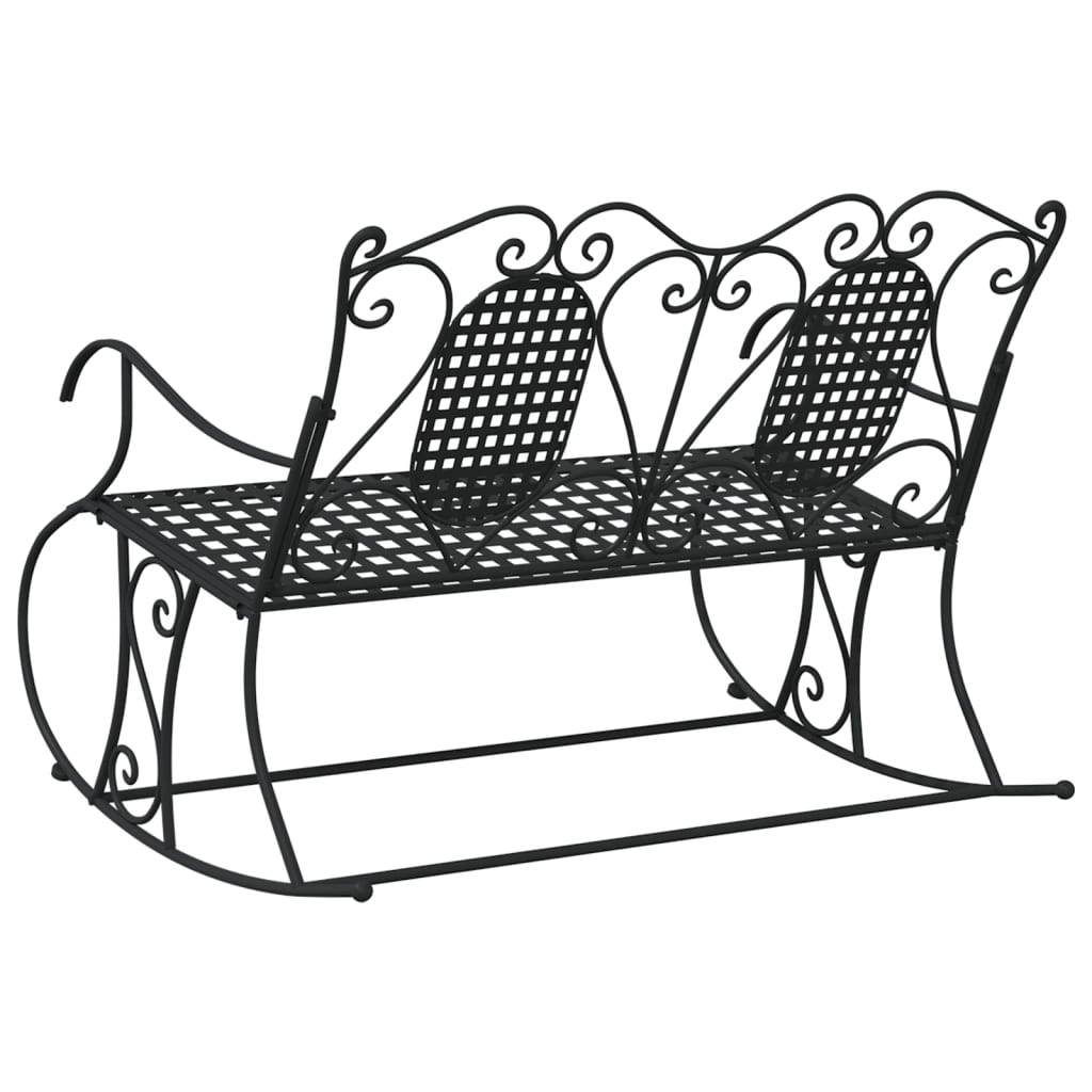 2-Seater Rocking Bench 113 Cm Black Steel