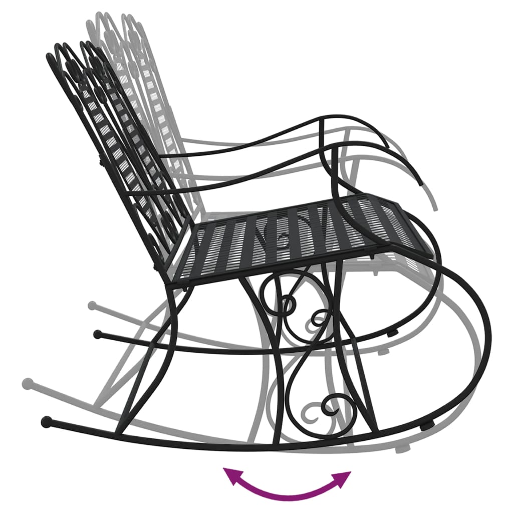 2-Seater Rocking Bench 113 Cm Black Steel