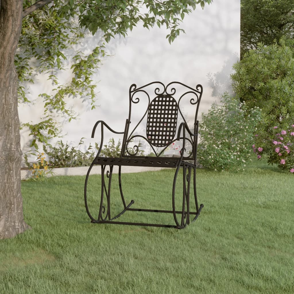 2-Seater Rocking Bench 113 Cm Black Steel