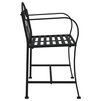 2-Seater Garden Bench 104 Cm Black Steel