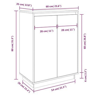Shoe Cabinet 60X35X80 Cm Solid Wood Pine