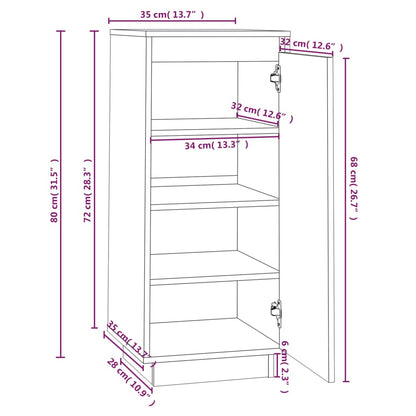 Shoe Cabinet 35X35X80 Cm Solid Wood Pine