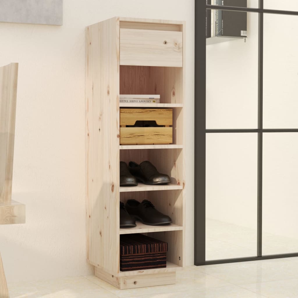 Shoe Cabinet 30X34X105 Cm Solid Wood Pine
