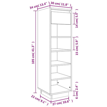 Shoe Cabinet 30X34X105 Cm Solid Wood Pine