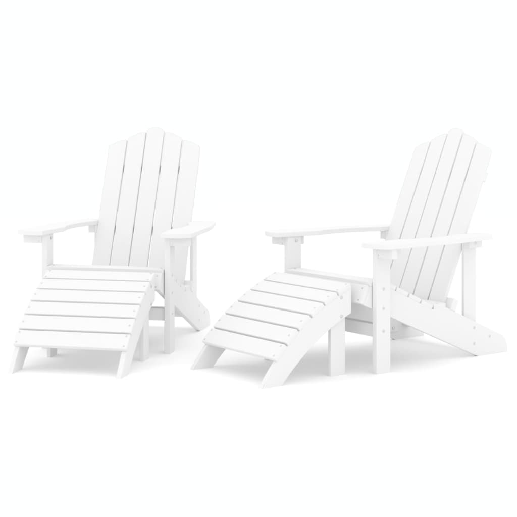 Garden Adirondack Chairs 2 Pcs With Footstools Hdpe