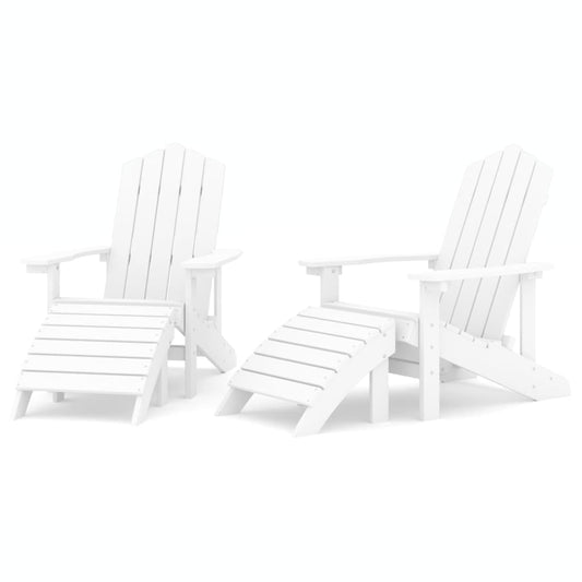 Garden Adirondack Chairs 2 Pcs With Footstools Hdpe
