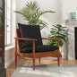 Armchair Real Leather With Acacia Wood