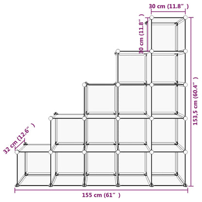 Storage Cube Organiser With 15 Cubes Pp