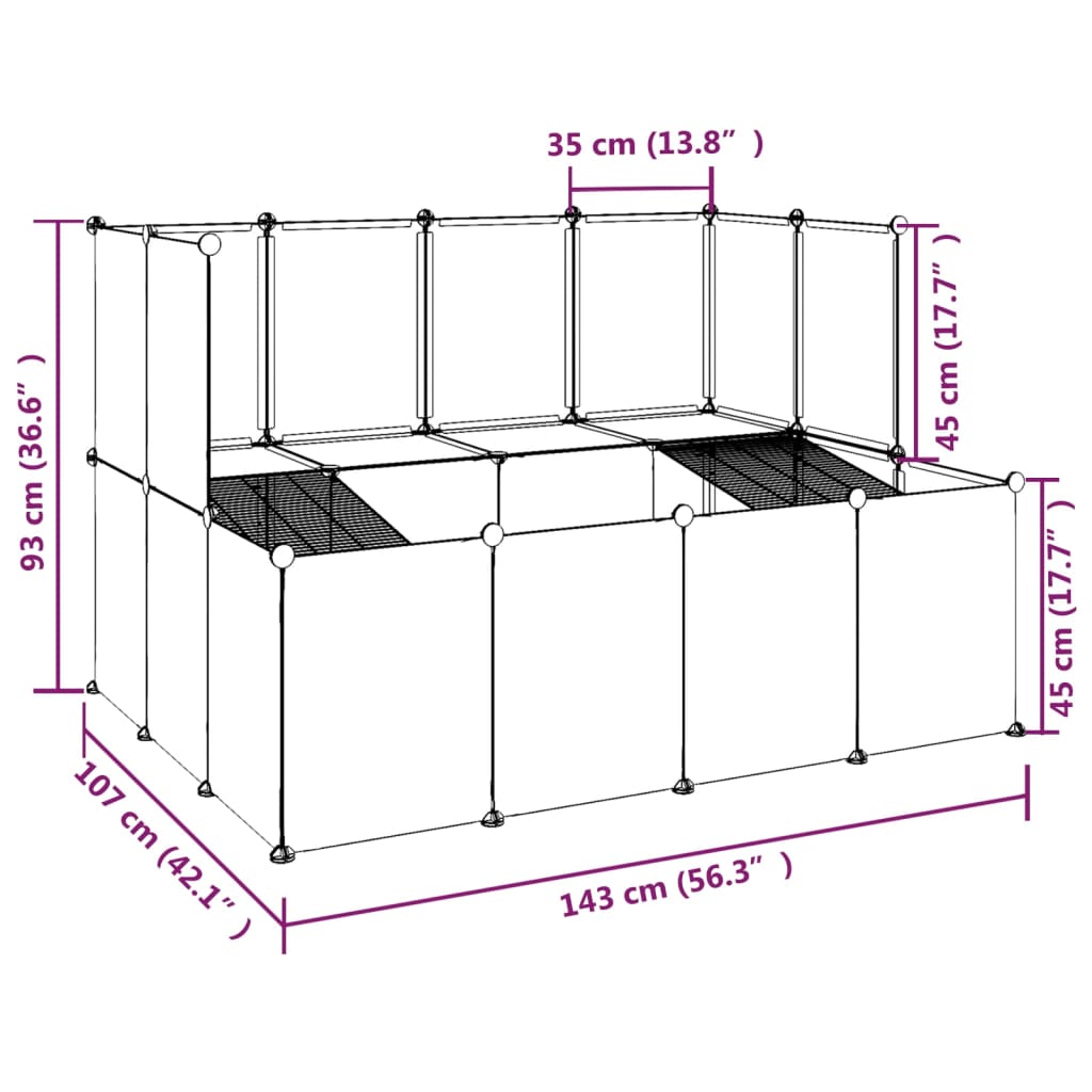 Small Animal Cage 143X107X93 Cm Pp And Steel