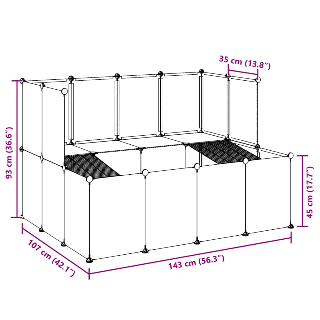 Small Animal Cage 143X107X93 Cm Pp And Steel